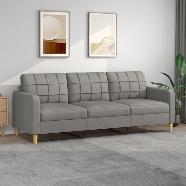 vidaXL Canap&eacute; &agrave; 3 places Gris fonc&eacute; 210 cm Tissu