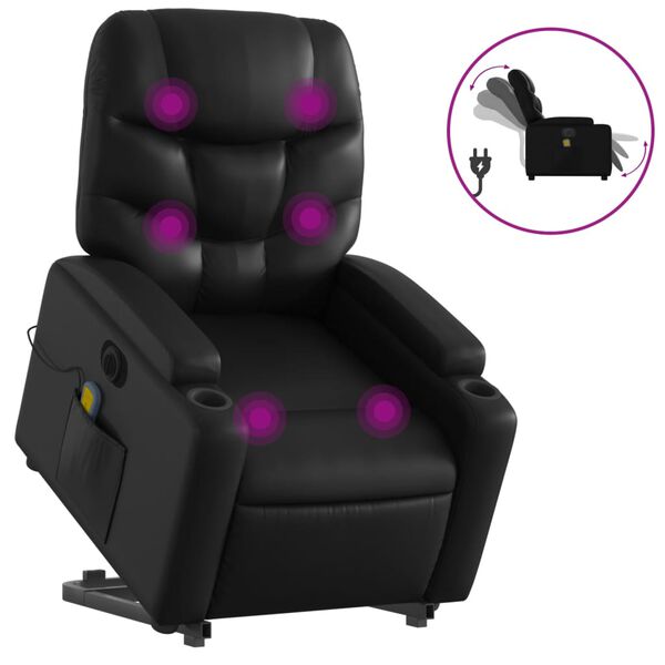 vidaXL Fauteuil inclinable de massage &eacute;lectrique noir similicuir