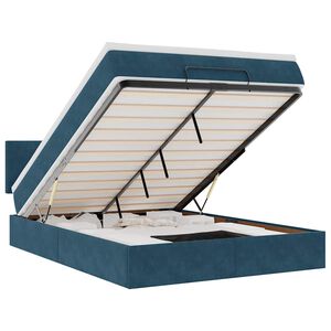 vidaXL Cadre de lit ottoman avec matelas bleu fonc&eacute; 140x190 cm velours
