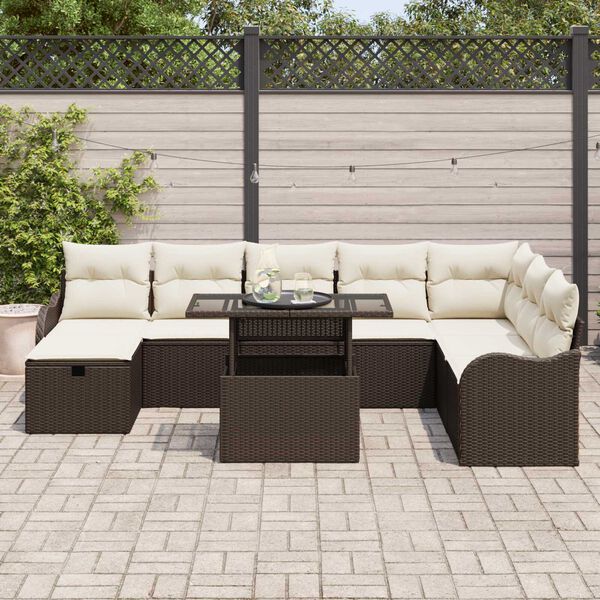 vidaXL Ensemble de canap&eacute; de jardin 9 pcs Marron Poly rotin