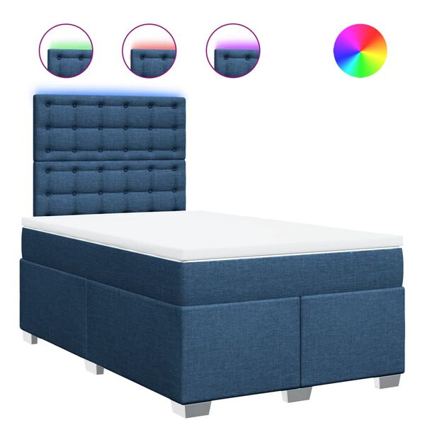vidaXL Sommier &agrave; lattes de lit avec matelas Bleu 120x200 cm Tissu