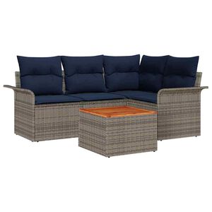 vidaXL Ensemble de canap&eacute; de jardin 5 pcs Gris et bleu marine