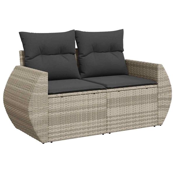 vidaXL Salon de jardin avec coussins 10 pcs gris clair résine tressée