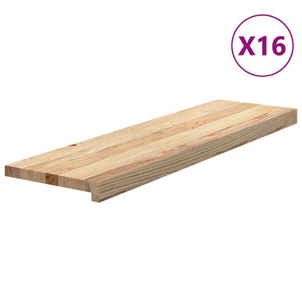 vidaXL Marches d'escalier 16 pcs non trait&eacute; bois de ch&ecirc;ne massif