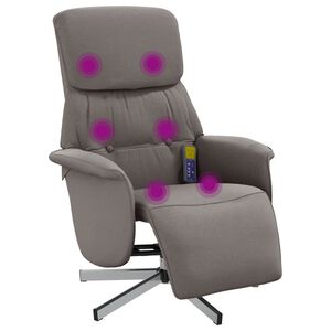 vidaXL Fauteuil inclinable de massage avec repose-pieds taupe tissu