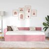 vidaXL Cadre de lit d'angle Rose 90 cm x 190 cm VeloursetContreplaqu&eacute;