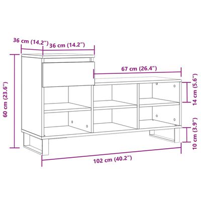 vidaXL Armoire à chaussure Blanc brillant 102x36x60 cm Bois ingénierie