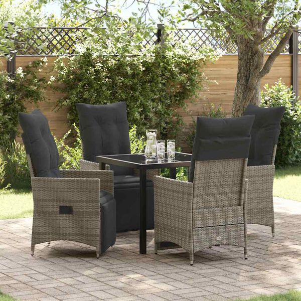 vidaXL Ensemble de salle &agrave; manger pour jardin 5 pcs Gris polyrotin