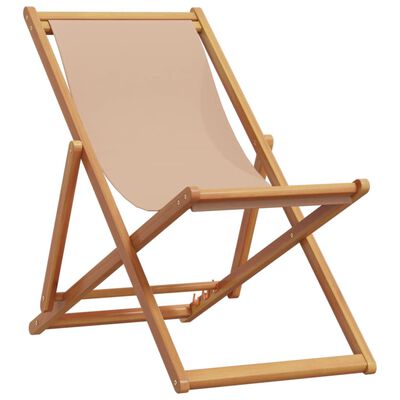 vidaXL Chaise pliable de plage taupe bois d'eucalyptus massif et tissu