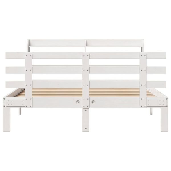 vidaXL Cadre de lit et t&ecirc;te de lit sans matelas blanc 135x190 cm