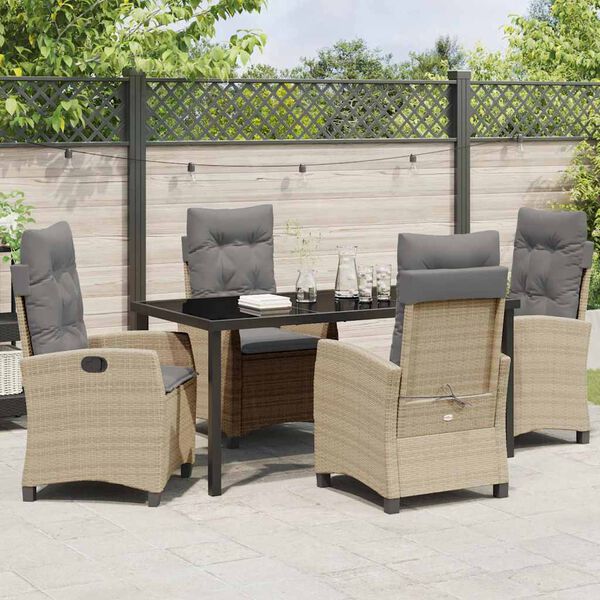 vidaXL Ensemble de salle &agrave; manger pour jardin 5 pcs Beige polyrotin