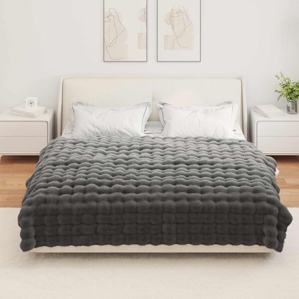 vidaXL Couverture en Fourrure de Lapin Synth&eacute;tique Olite 4 pcs