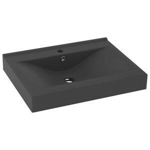 vidaXL Lavabo avec trou de robinet Gris fonc&eacute; mat 60x46 cm C&eacute;ramique