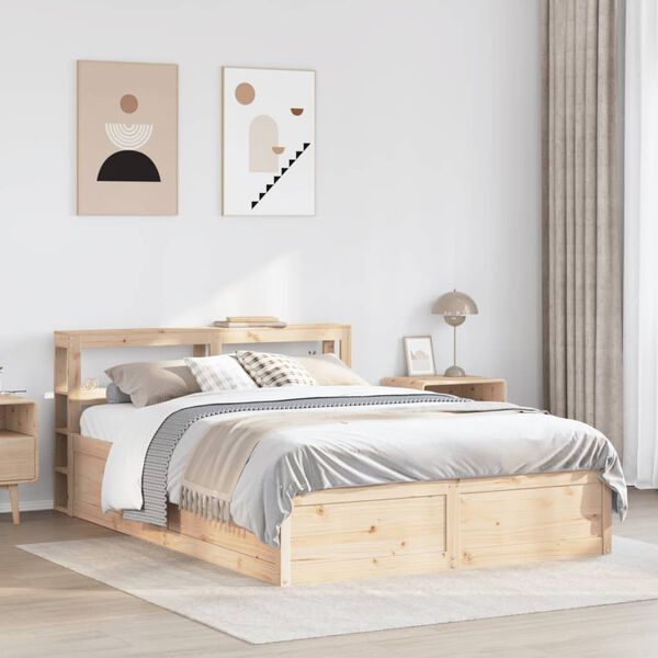 vidaXL Cadre de lit avec t&ecirc;te de lit 120x190 cm bois de pin massif