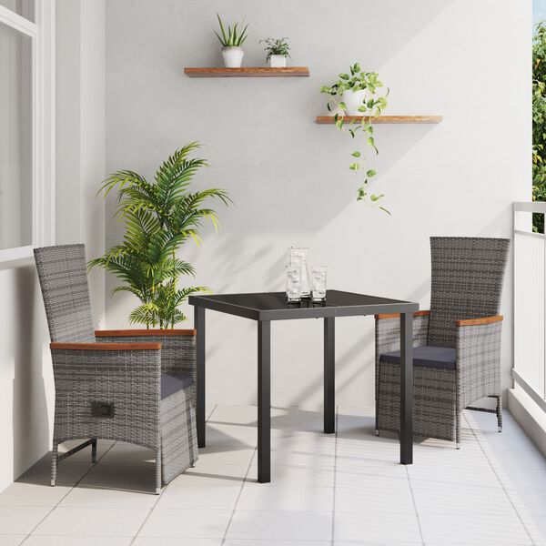 vidaXL Ensemble de salle à manger pour jardin 5 pcs Gris Poly rotin