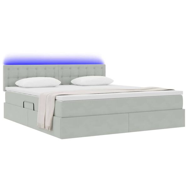 vidaXL Lit avec rangement et LED Gris clair 160 x 200 cm Velours