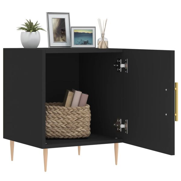 vidaXL Table de chevet noir 40x40x50 cm bois d&rsquo;ing&eacute;nierie