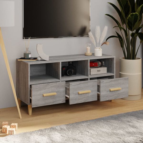 vidaXL Meuble TV Sonoma gris 102x36x50 cm Bois d'ing&eacute;nierie