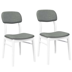 vidaXL Chaises &agrave; manger coussins 2 pcs blanc bois massif caoutchouc