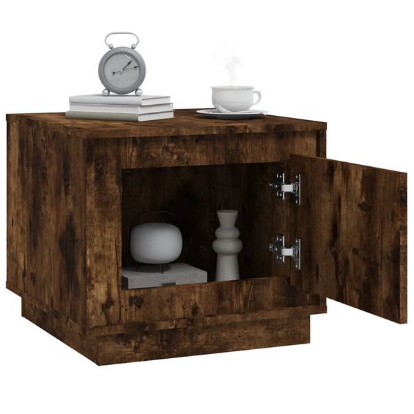 vidaXL Table basse ch&ecirc;ne fum&eacute; 51x50x44 cm bois d'ing&eacute;nierie