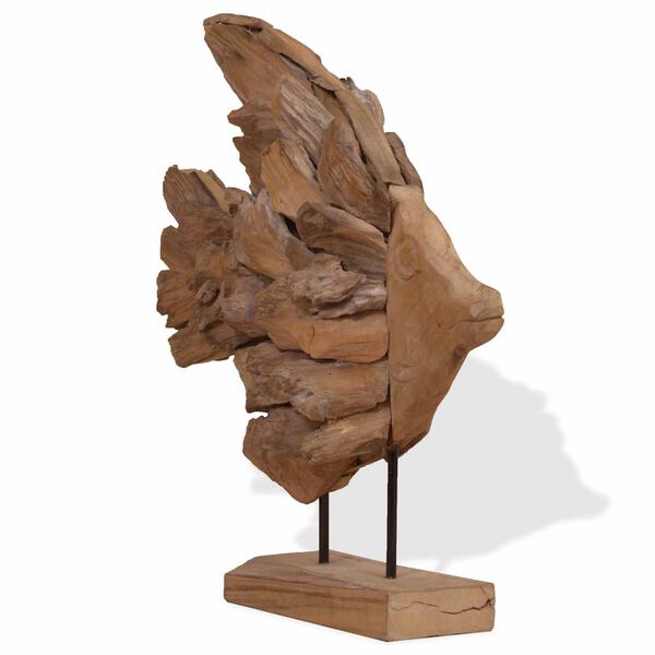 vidaXL Sculpture de poisson teck 40x12x57 cm
