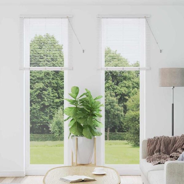vidaXL Store de Fen&ecirc;tre avec des rideaux Blanc Aluminium