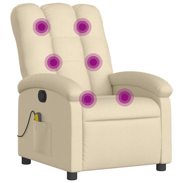vidaXL Fauteuil de massage inclinable Cr&egrave;me Tissu