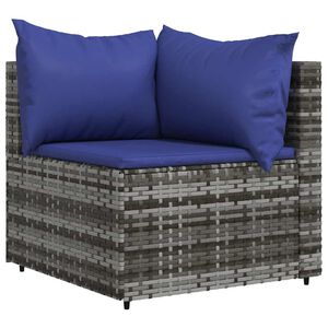 vidaXL Canap&eacute; d'angle de jardin avec coussins gris r&eacute;sine tress&eacute;e