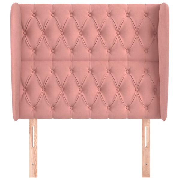 vidaXL T&ecirc;te de lit avec oreilles Rose 103x23x118/128 cm Velours