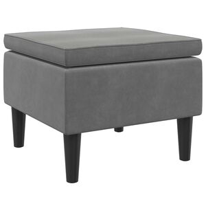 vidaXL Tabouret avec pieds en bois Gris fonc&eacute; Velours