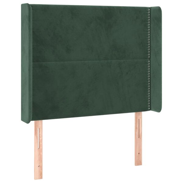 vidaXL T&ecirc;te de lit &agrave; LED Vert fonc&eacute; 93x16x118/128 cm Velours