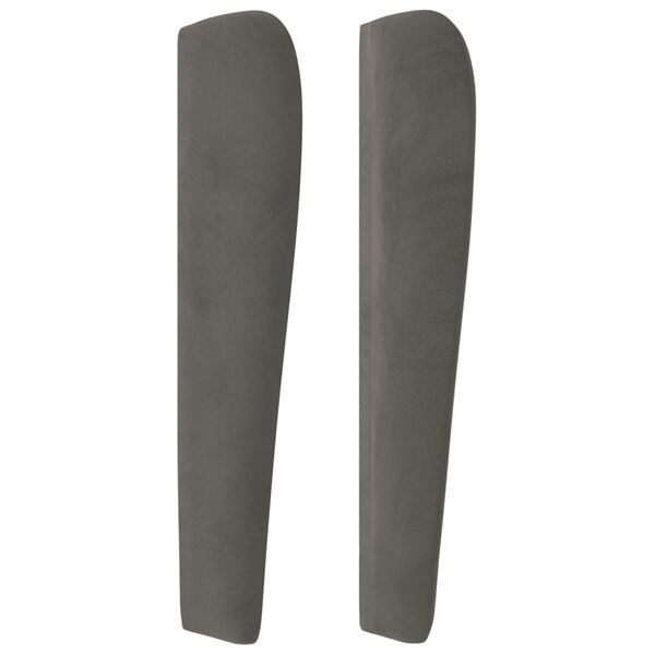 vidaXL T&ecirc;te de lit avec oreilles Gris fonc&eacute; 203x23x118/128 cm Velours