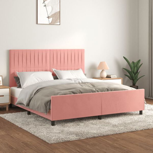 vidaXL Cadre de lit sans matelas rose velours