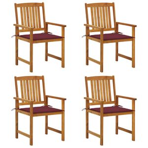 vidaXL Chaises de jardin avec coussins lot de 4 Bois d'acacia massif