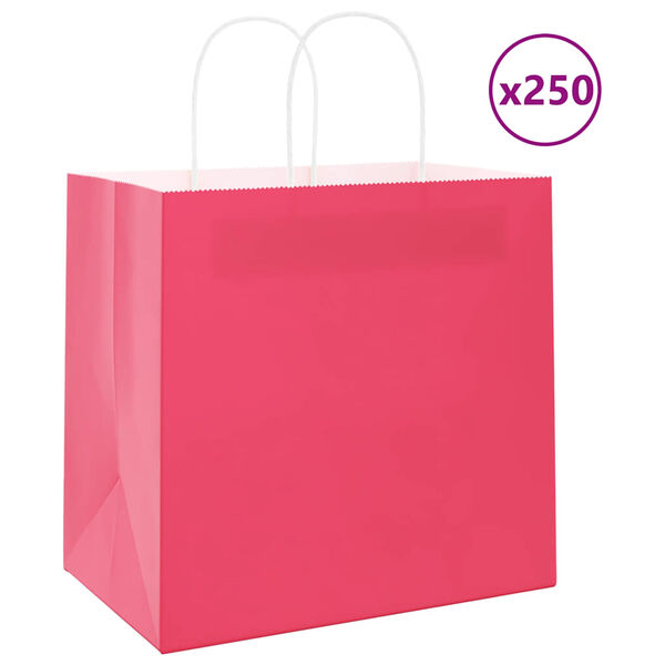 vidaXL Sacs en papier 250 pcs avec poign&eacute;es rose 54x15x49 cm