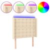 vidaXL T&ecirc;te de lit &agrave; LED Cr&egrave;me 83x16x118/128 cm Tissu