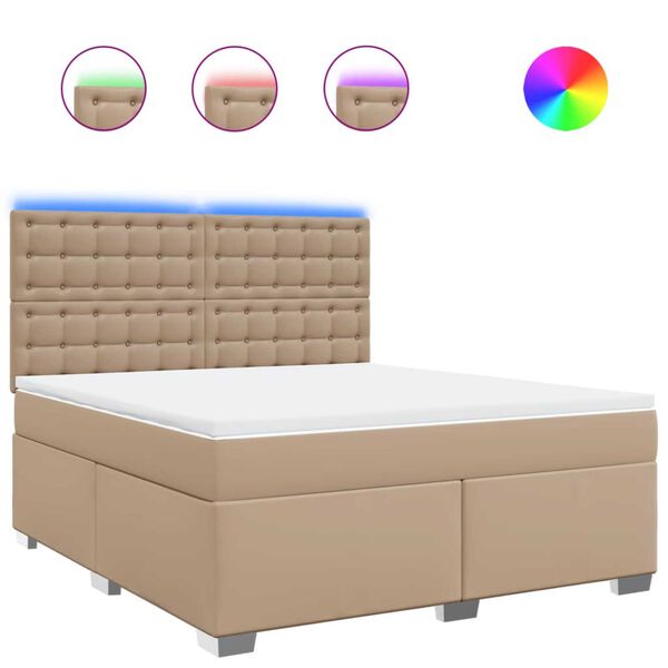 vidaXL Sommier &agrave; lattes de lit avec matelas Cappuccino 180x200 cm