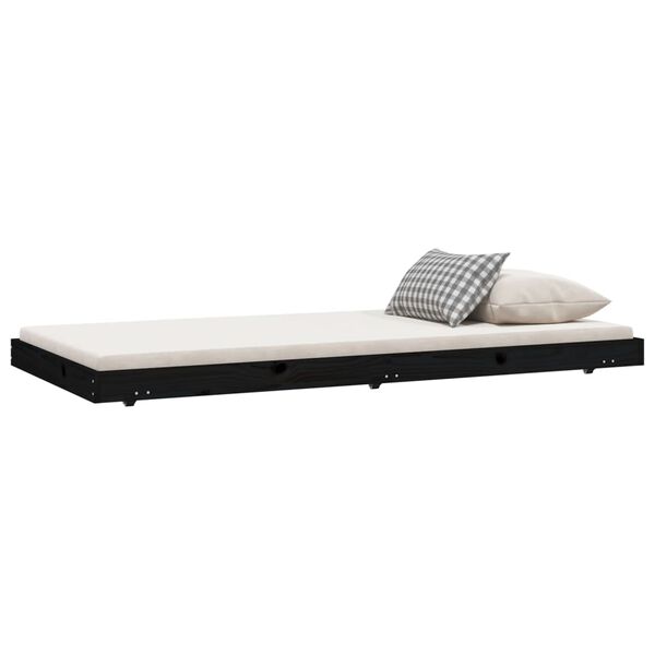 vidaXL Cadre de lit sans matelas noir 90x190 cm bois de pin massif