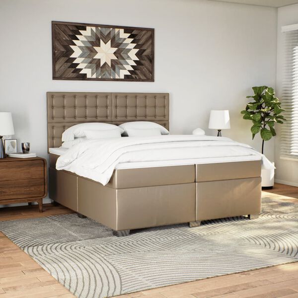vidaXL Sommier &agrave; lattes de lit avec matelas Cappuccino 200x200 cm