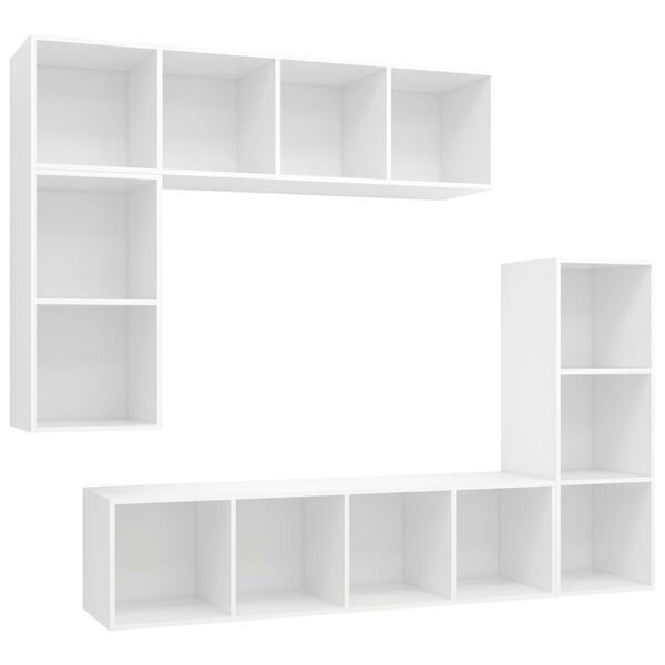 vidaXL Ensemble de meubles TV 4 pcs Blanc Bois d'ing&eacute;nierie