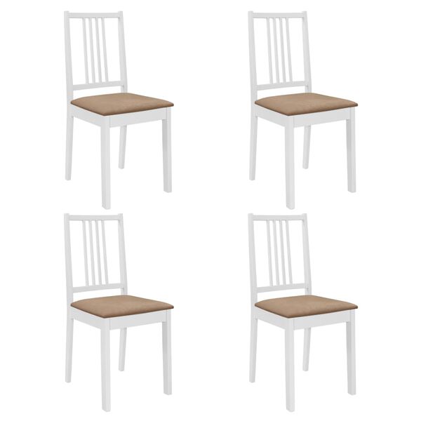 vidaXL Chaises &agrave; manger avec coussins lot de 4 blanc bois solide