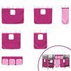 vidaXL Cadre de Lit Mezzanine pour Enfants avec Rideaux Noir et rose