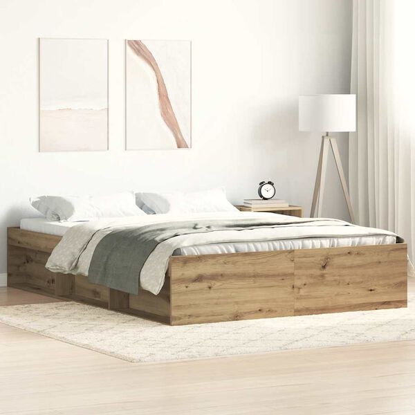 vidaXL Cadre de lit sans matelas ch&ecirc;ne artisanal 140x200 cm