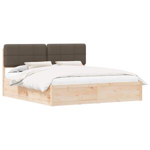 vidaXL Cadre de lit avec t&ecirc;te de lit rembourr&eacute;e Taupe 180 x 200 cm