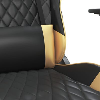 vidaXL Chaise de jeu de massage avec repose-pied Noir&Doré Similicuir