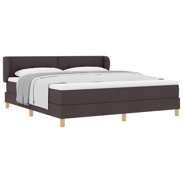 vidaXL Lit &agrave; ressorts avec matelas Marron fonc&eacute; 180 x 200 cm tissu