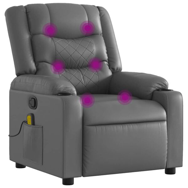 vidaXL Fauteuil de massage inclinable gris similicuir