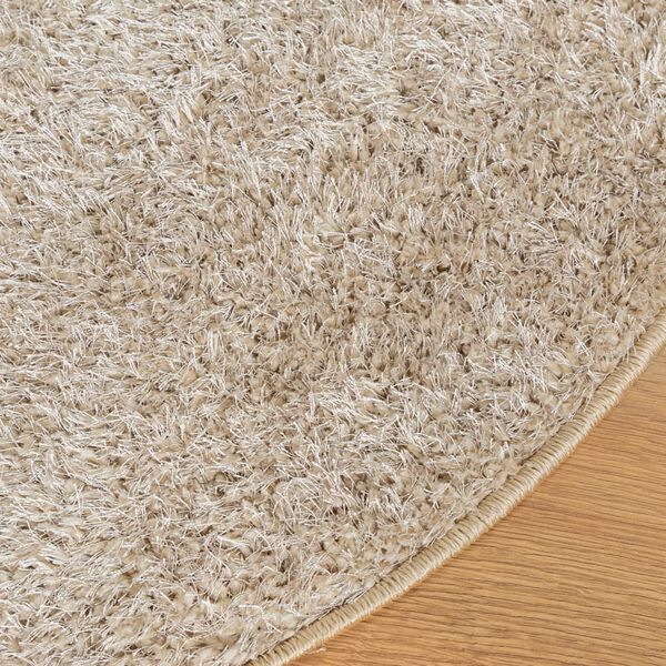 vidaXL Tapis ISTAN &agrave; poils longs aspect brillant beige &Oslash; 200 cm