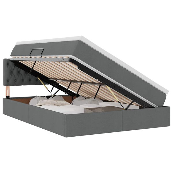 vidaXL Lit avec rangement et matelas Gris fonc&eacute; 140 x 190 cm