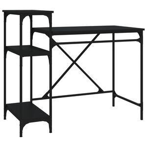 vidaXL Bureau avec &eacute;tag&egrave;res noir 105x50x90 cm bois d'ing&eacute;nierie et fer